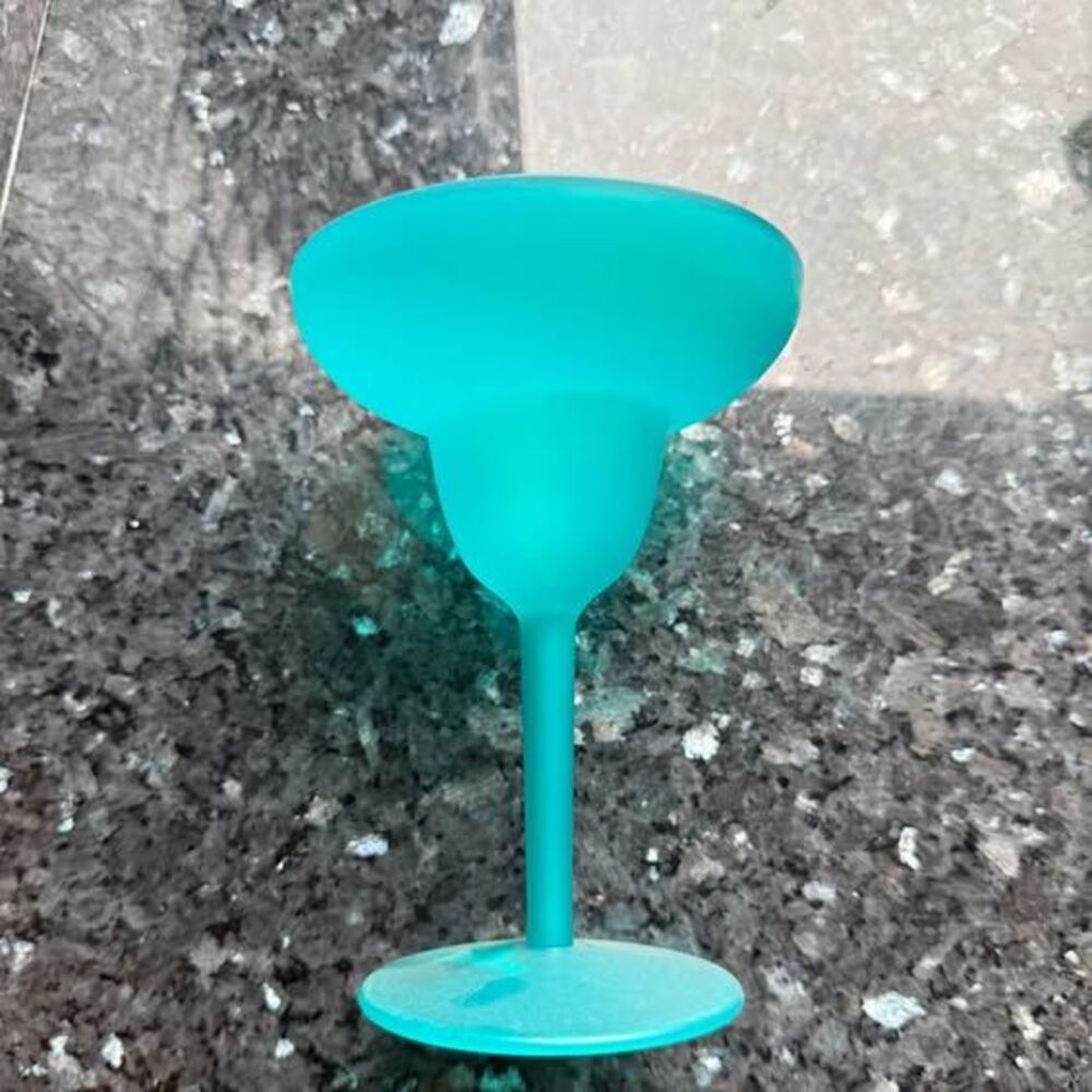 Frosted Teal Margarita Glass - set of 6